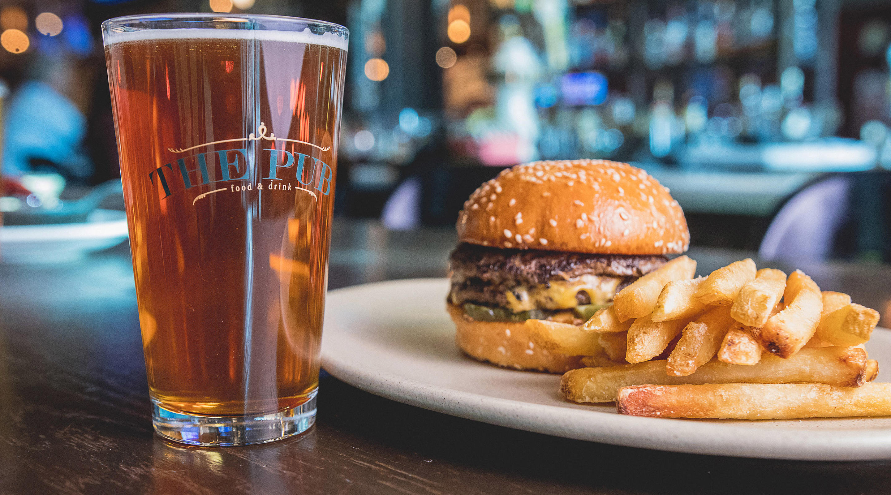 A burger and beer, the perfect combination.